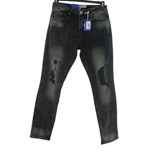 Sixth June Paris Mens Slim Fit Distressed Ripped Jeans Faded Black Size 32 NWT